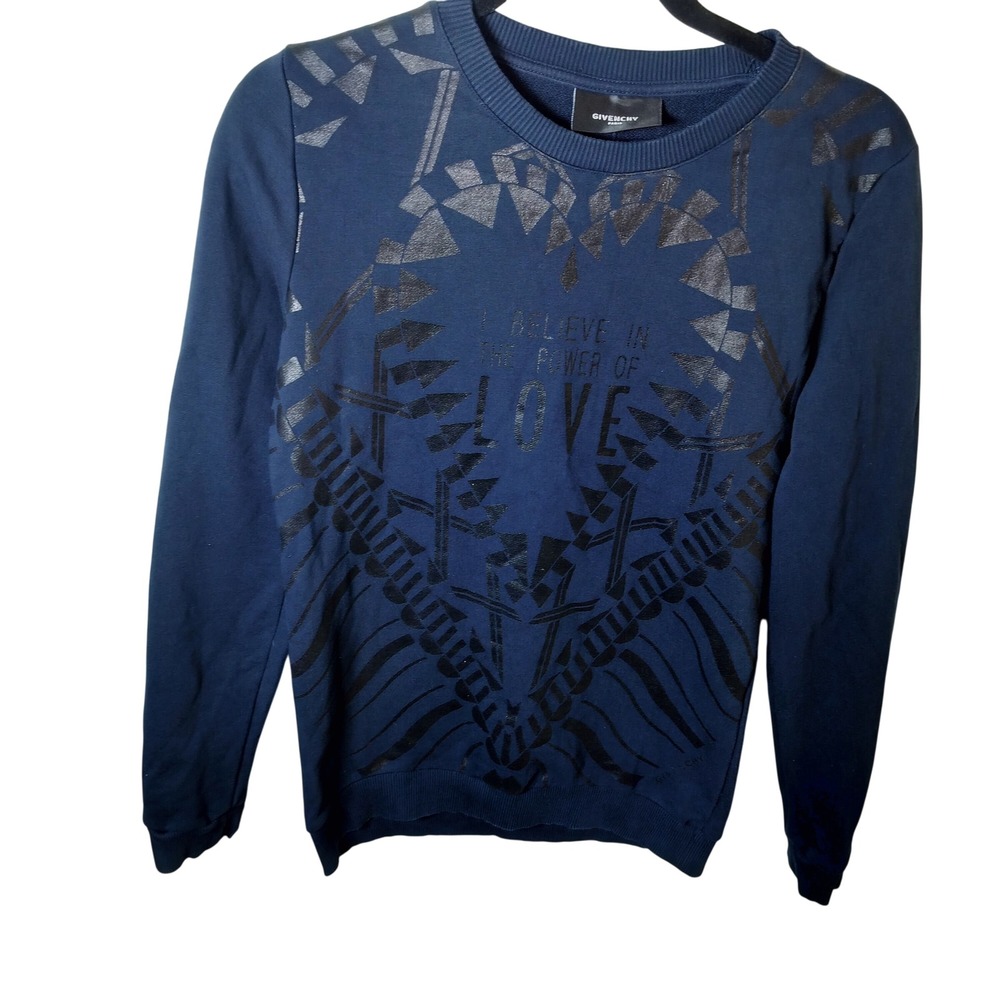 Givenchy Navy Blue Power of Love Graphic‎ Sweatshirt Mens Medium Crewneck
